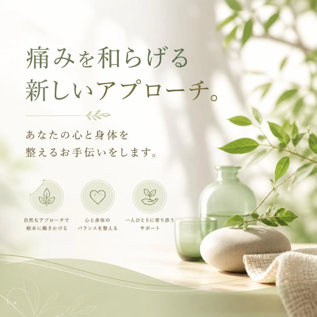 痛みを和らげる新しいアプローチ。あなたの心と身体を整えるお手伝いをします。