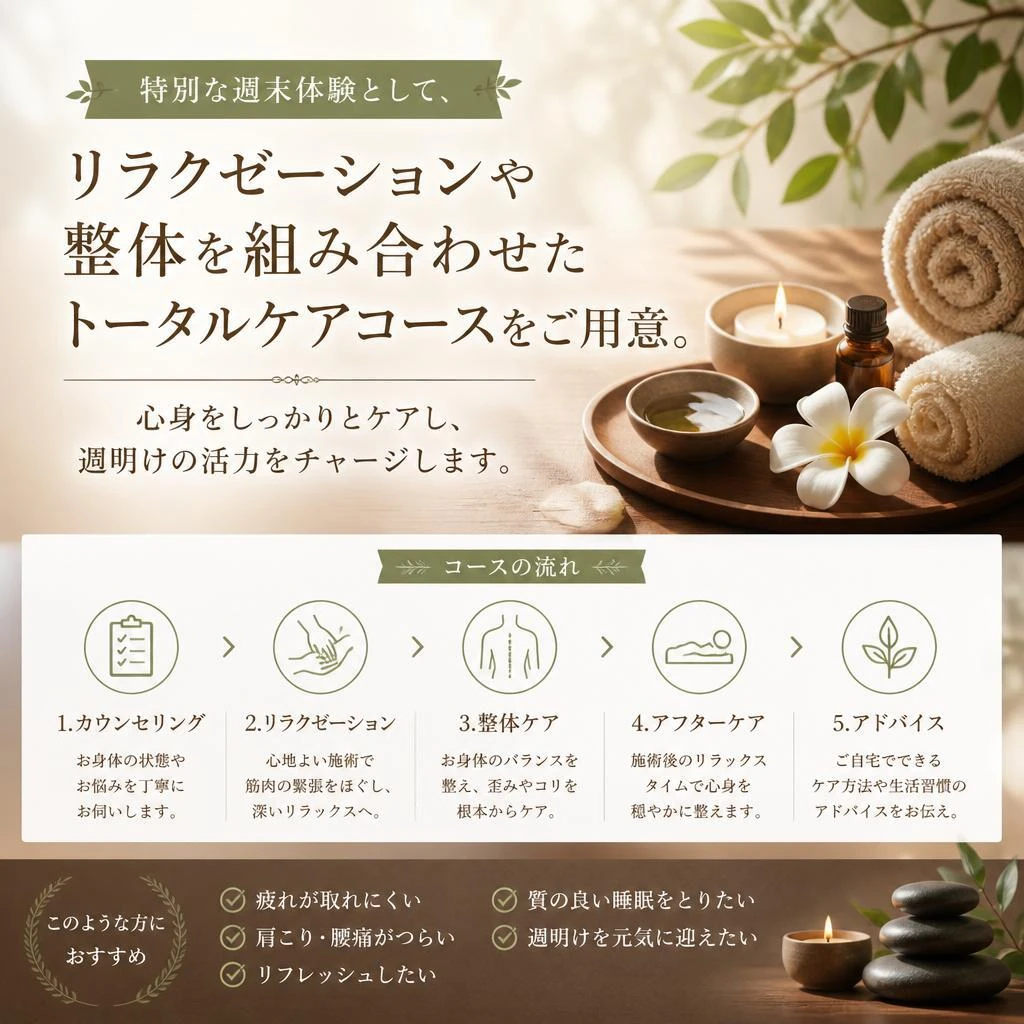 週末の疲れを癒やす特別コース