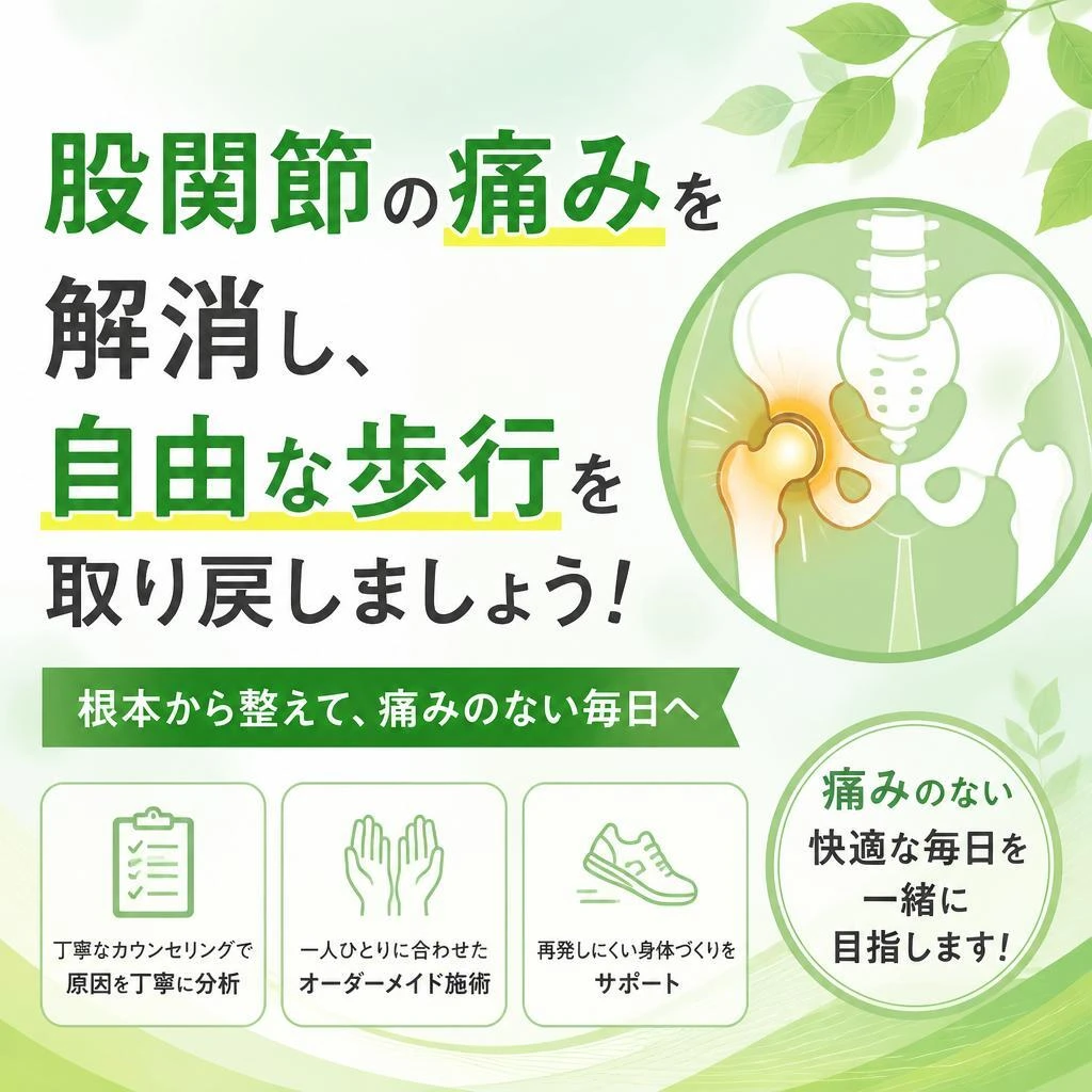 股関節の痛みを解消し、自由な歩行を取り戻しましょう！